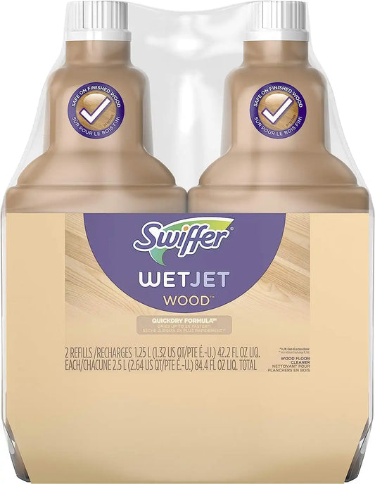 Swiffer Wetjet Wood Floor Cleaner Solution Refill, 42.2 Oz - 2 Pack